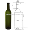 375ml 12oz dark green glass red wine bottle/ champagne bottle with cork caps